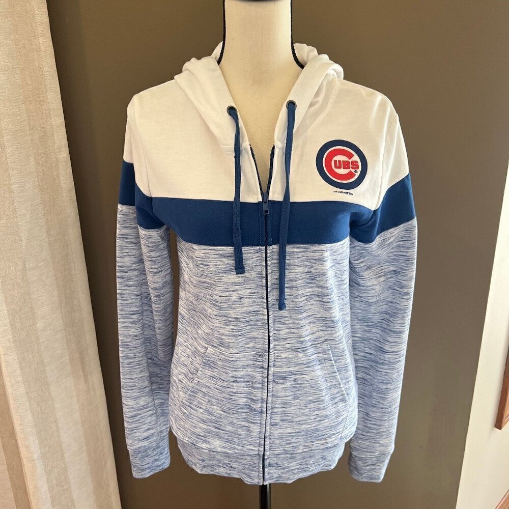 Women's New Era Cubs Hooded Zip Up Colorblock, Size Small